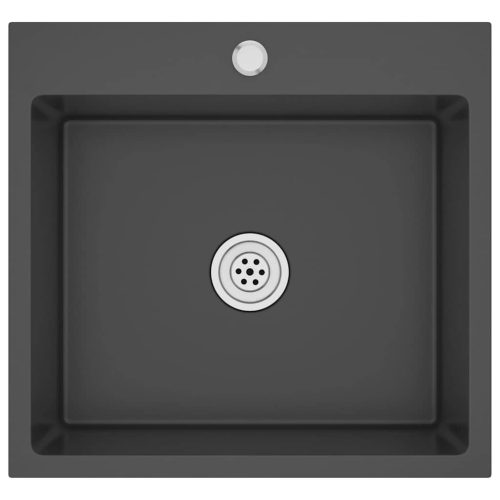  fekete kézzel készült rozsdamentes acél mosogató