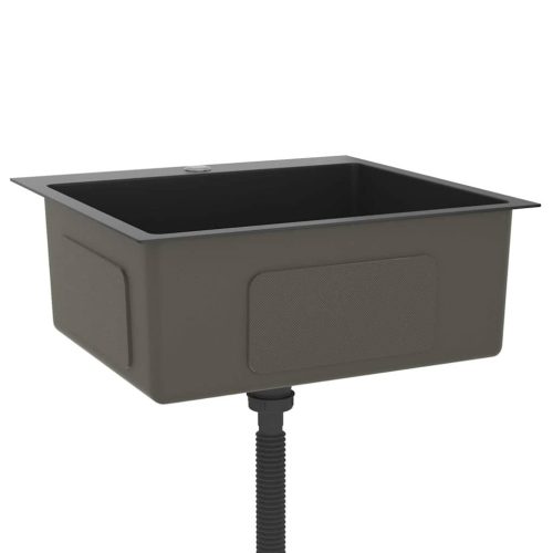  fekete kézzel készült rozsdamentes acél mosogató