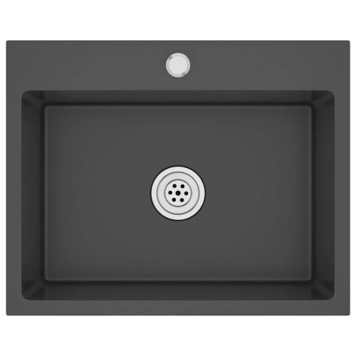  fekete kézzel készült rozsdamentes acél mosogató