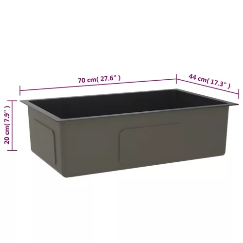  fekete kézzel készült rozsdamentes acél mosogató