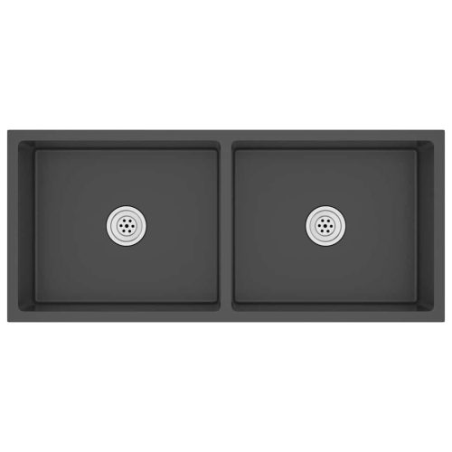  fekete kézzel készült rozsdamentes acél mosogató