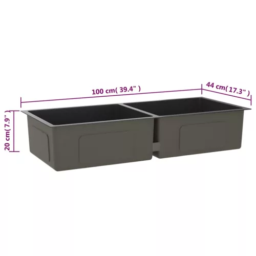  fekete kézzel készült rozsdamentes acél mosogató