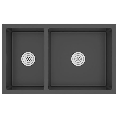  fekete rozsdamentes acél konyhai mosogató