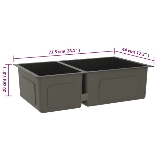  fekete rozsdamentes acél konyhai mosogató