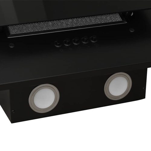  fekete rozsdamentes acél és edzett üveg fali páraelszívó 60 cm