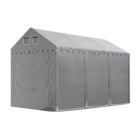   TP Professional 4x6m 2,6m oldalmagas raktársátor PVC 800 ponyvával, szürke