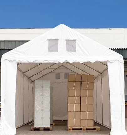 TP Professional 4x6m 2,6m oldalmagas raktársátor PVC 800 ponyvával, szürke