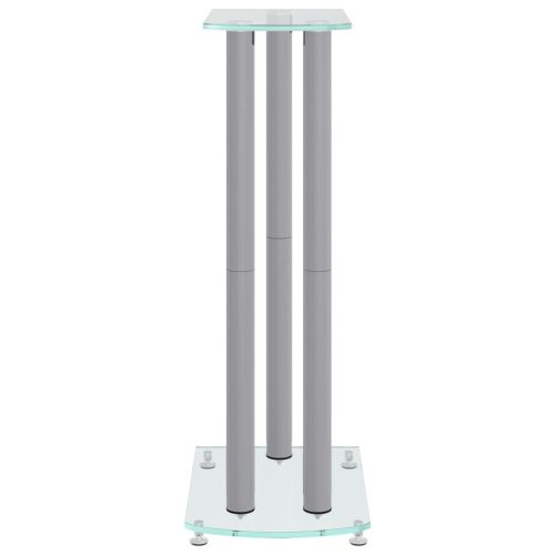  2 db 3 oszlopos ezüst edzett üveg hangszóróállvány