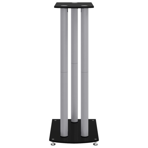  2 db 3-oszlopos fekete és ezüst edzett üveg hangszóróállvány