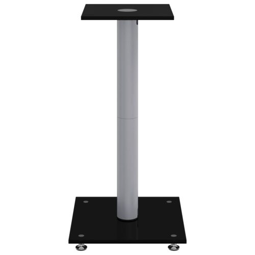  2 db 1 oszlopos fekete-ezüst edzett üveg hangszóróállvány