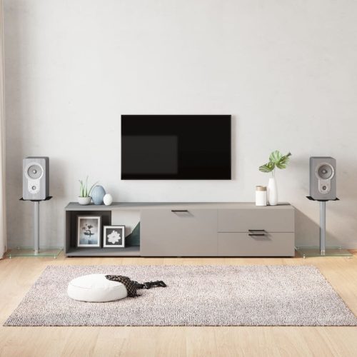  2 db 1-oszlopos ezüstszínű edzett üveg hangszóró állvány