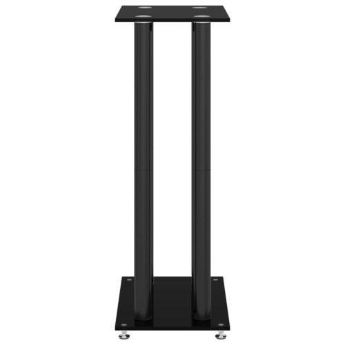  2 db 4-oszlopos fekete edzett üveg hangszóróállvány