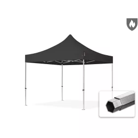   TP 3x3m összecsukható 850N alumínium pavilon, oldalfal nélkül, nehezen éghető - fekete
