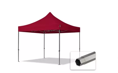 TP 3x3m összecsukható 750N acél vázas pavilon, 4 db oldalfallal - bordó