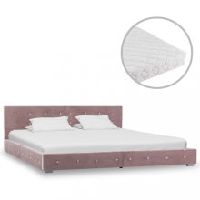 VID rózsaszín bársonyágy matraccal 160 x 200 cm