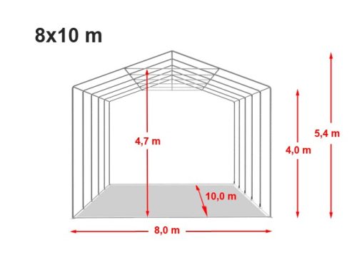 Skladišni šator 8x8m sa bočnom visinom 4m professional 550g/m2