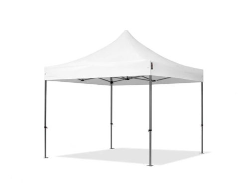 TP 3x3m összecsukható 800N acél pavilon, 4 db oldalfallal, hagyományos ablak,  tűzálló - fehér