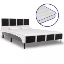   VID fekete és fehér műbőr ágy memóriahabos matraccal 140x200 cm