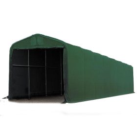   Garažni šator 4x8m-bočna visina:3,35m, ulaz:3,5x3,5m-vatrootporno-WIKINGER PVC 720g/m2-zelene boje