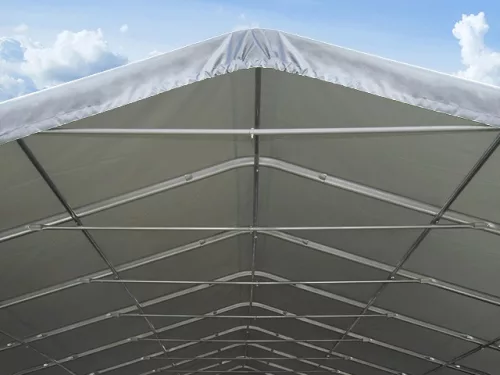 TP WIKINGER 4x16m 3,35m oldalmagas ponyvagarázs / sátorgarázs, nehezen éghető PRIMEtex 2300 ponyva - sötétzöld