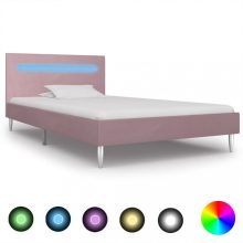   VID rózsaszín szövetkárpitozású LED-es ágykeret 90x200 cm
