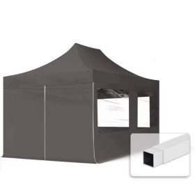   TP 3x4,5m összecsukható acél pavilon, 4 db oldalfallal - sötétszürke