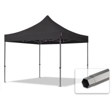   Professional összecsukható sátrak PREMIUM 350g/m2 ponyvával, acélszerkezettel, oldalfal nélkül - 3x3m fekete
