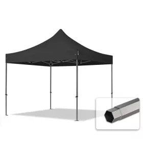   TP 3x3m összecsukható 750N acél vázas pavilon, oldalfal nélkül - fekete