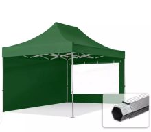   Professional összecsukható sátrak PROFESSIONAL 400g/m2 ponyvával, alumínium szerkezettel, 2 oldalfallal, panoráma ablakkal - 3x4,5m zöld