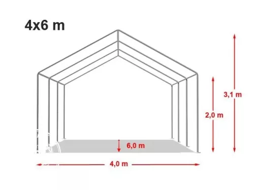 4x6m classic partytent, PVC 800, white