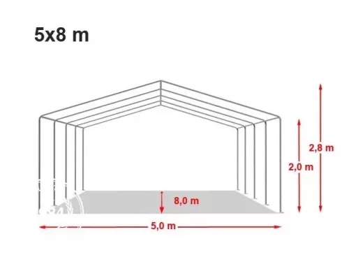 5x8m classic partytent, PVC 800, white