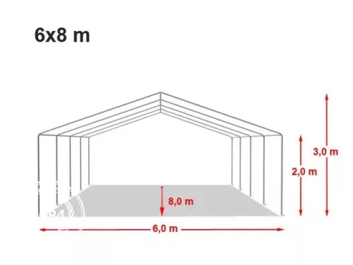 6x8m classic partytent, PVC 800, white