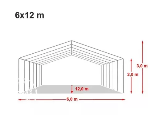 6x12m classic partytent, PVC 800, white