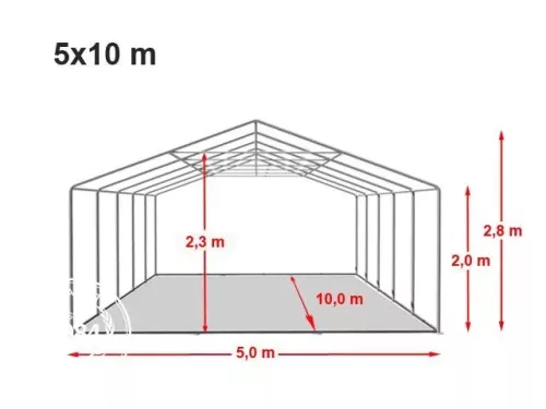 5x10m premium partytent, PVC 800, white