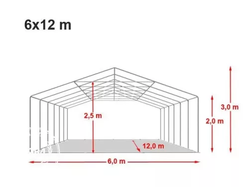 6x12m premium partytent, PVC 800, white