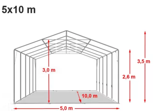 5x10m professional partytent, PVC 1000, white