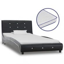 VID fekete műbőr ágy memóriahabos matraccal 90 x 200 cm