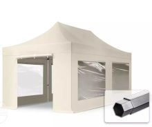   Professional összecsukható sátrak PROFESSIONAL 400g/m2 ponyvával, alumínium szerkezettel, 4 oldalfallal, panoráma ablakkal - 3x6m krém