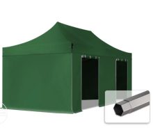   Professional összecsukható sátrak PREMIUM 350g/m2 ponyvával, acélszerkezettel, 4 oldalfallal, ablak nélkül - 3x6m zöld
