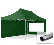   Professional összecsukható sátrak PROFESSIONAL 400g/m2 ponyvával, alumínium szerkezettel, 2 oldalfallal, panoráma ablakkal - 3x6m zöld