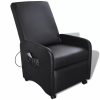 VID Električna masažna stolica od umjetne kože naslon za leđa se može svaliti   - crna