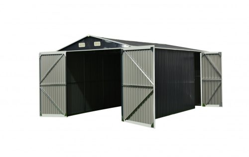 ARCHER DELUXE ULTIMATE STABLE METAL GARDEN STORAGE / GARAGE 1800 - 602 X 300 X 232CM WITH TWO ENTRANCES 18NM