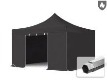   Professional összecsukható sátor PROFESSIONAL 620g/m2 tűzálló ponyvával, alumínium szerkezettel, 4 oldalfallal, ablak nélkül - 4x4m fekete