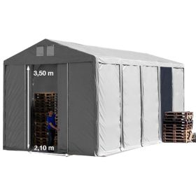   TP Vario 5x10m 3,6m oldalmagas raktársátor, bejárat típusa: eltolható