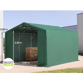   TP Outlander 6x6m 3m oldalmagas raktársátor tűzálló ponyvával, sötétzöld, bejárat típusa: standard