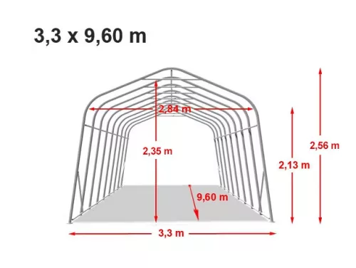 TP Basic 3,3x9,6m takarmánytároló sátor PVC 800N ponyvával, zöld
