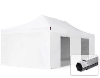 Professional összecsukható sátrak PROFESSIONAL 400g/m2 ponyvával, alumínium szerkezettel, 4 oldalfallal, ablak nélkül - 4x8m fehér