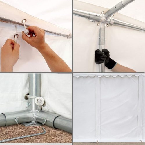 TP PREMIUM 5x10m raktársátor, PVC 750 ponyvával, fehér