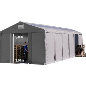   TP Vario 8x12m 3m oldalmagas raktársátor tetőablakkal, bejárat típusa: eltolható