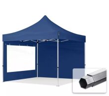   Professional összecsukható sátrak PROFESSIONAL 400g/m2 ponyvával, alumínium szerkezettel, 2 oldalfallal, panoráma ablakkal -  3x3m kék